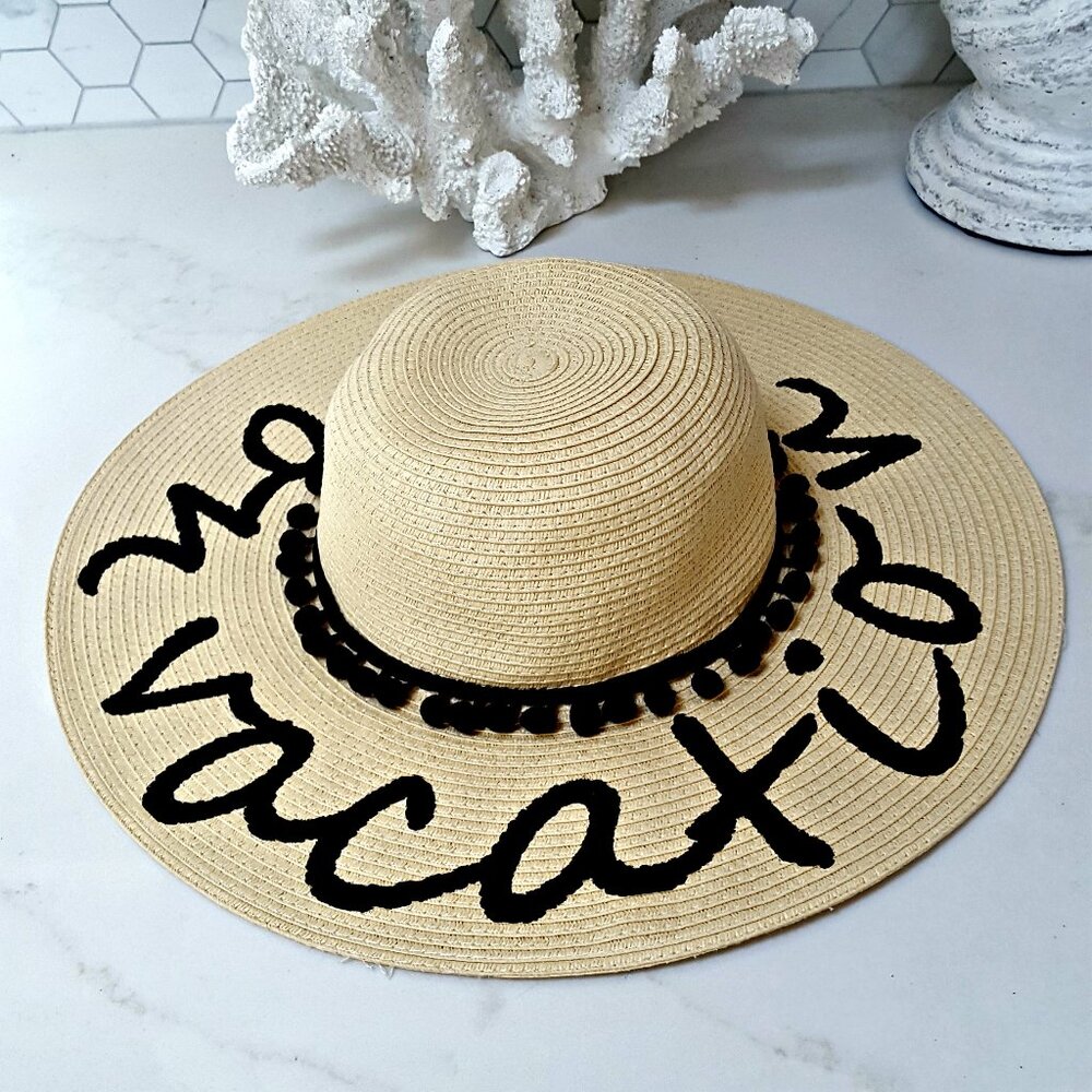 NEW! "On Vacation" POM POM Beach SUN CRUISE HAT